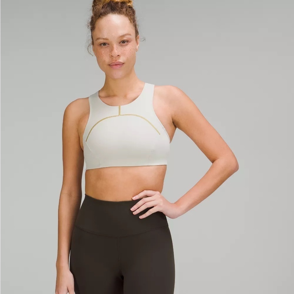 Lululemon light gray tough train HN Sports Bra size 8 unpadded open back sports